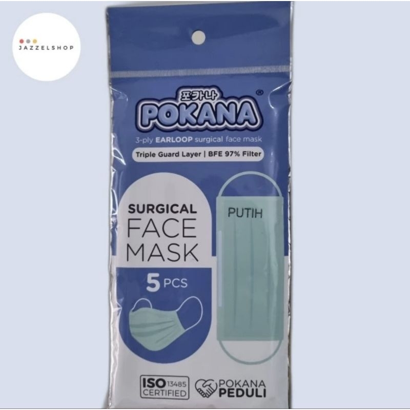 Jual POKANA 3 Ply Earloop Surgical Mask Masker Kesehatan Sachet Isi ...