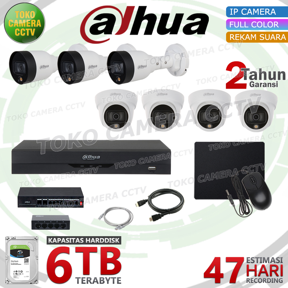 PAKET CCTV IP CAMERA DAHUA 4MP FULL COLOR AUDIO CHANNEL KAMERA