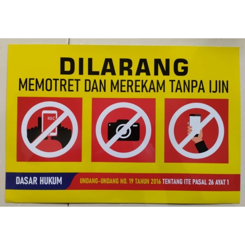 Jual Poster Dilarang Memotret Dan Merekam Tanpa Ijin | Shopee Indonesia