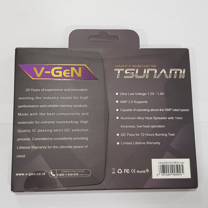 Jual RAM DDR4 V-GeN TSUNAMI 16GB 2666MHz CL16 (2X8GB) - RAM GAMING OC ...