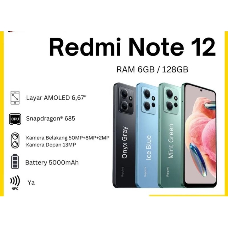 Jual xiaomi redmi note 12 6/128 garansi resmi xiaomi indonesia | Shopee ...