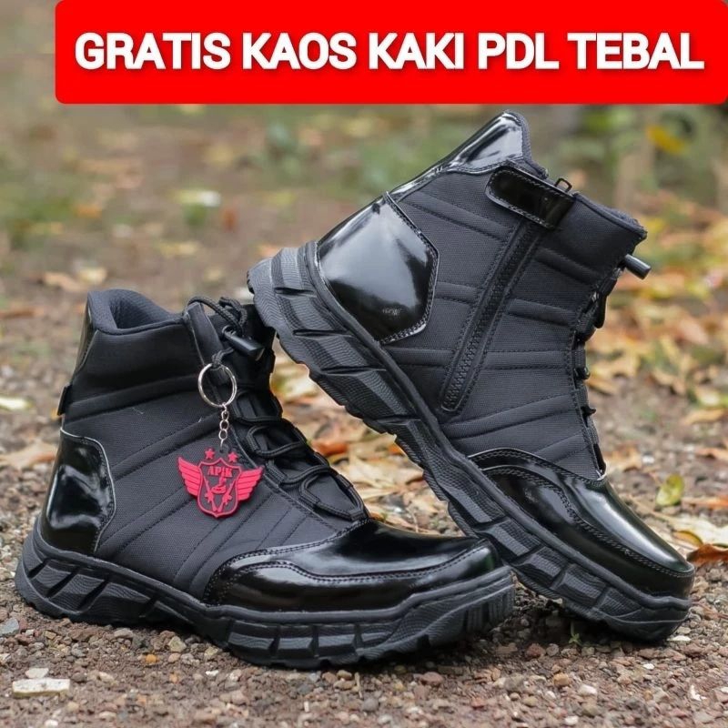 Jual Sepatu Pdl Lantas Model Ninja Pendek Kilap Glossy Dan Dop Kulit ...