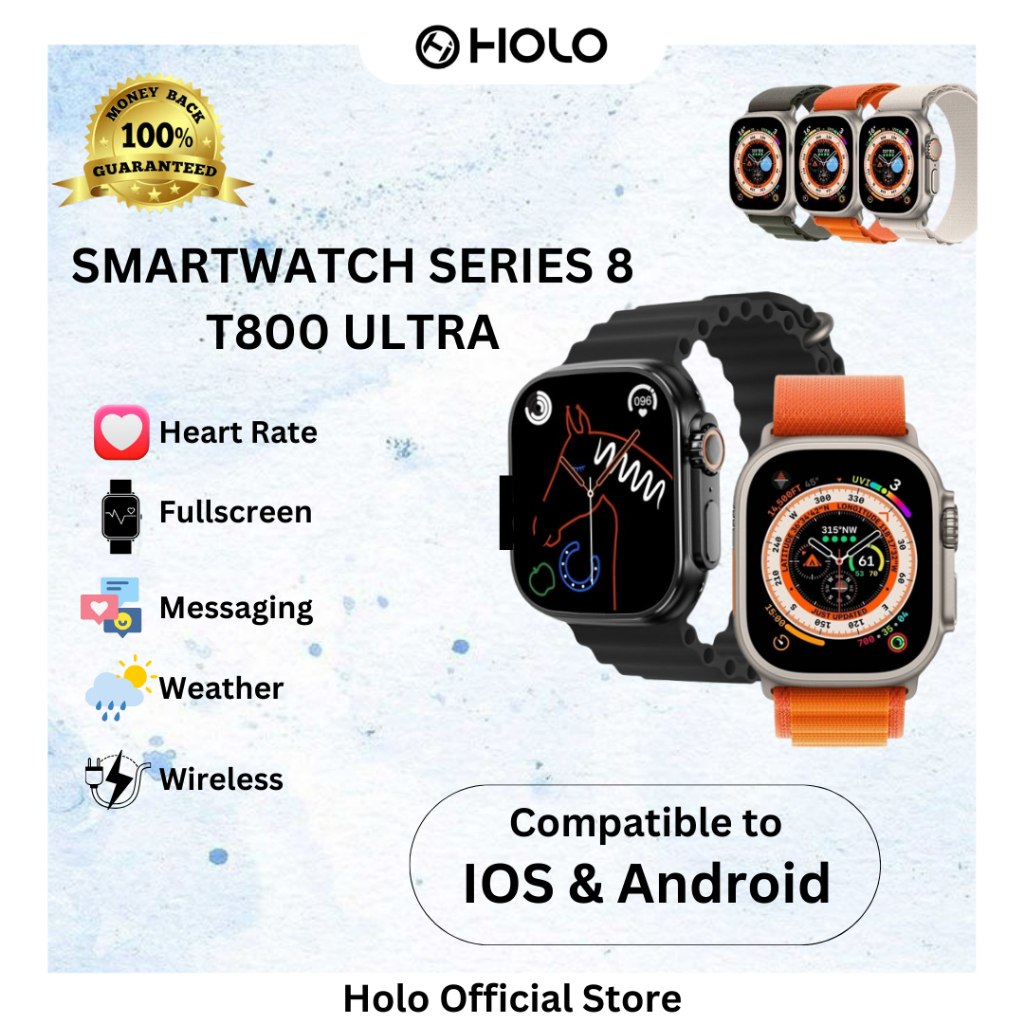 HOLO Smart Watch T800 Ultra Bluetooth Smartwatch 1.99 inch HD Screen Full Touch Bisa Phone Call IP68 Waterproof Full Touch Screen-image