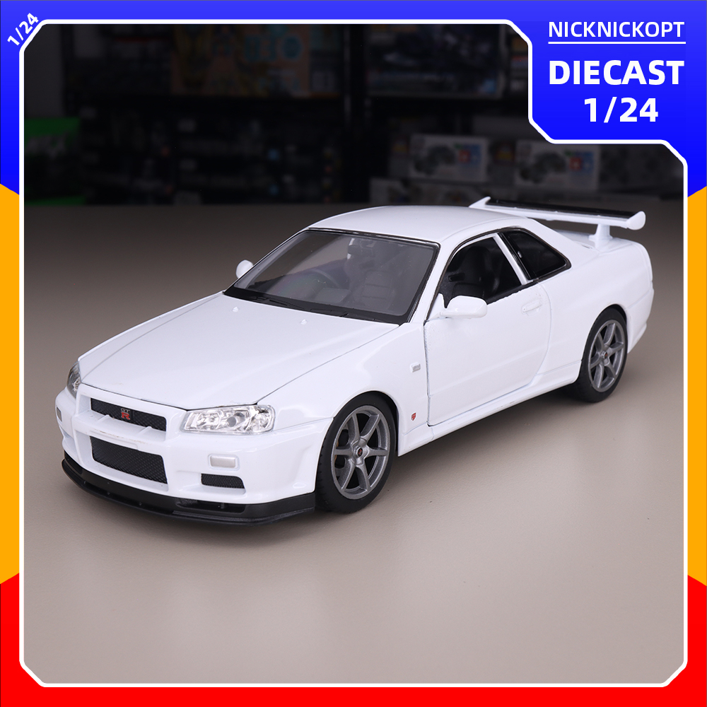 Jual Miniatur Mobil Welly Nissan Skyline GTR GT-R R34 White Diecast ...
