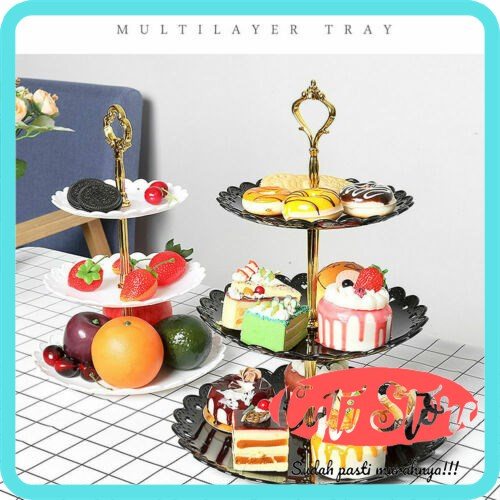 Jual Rak Makan Kue Buah Cake Plate Stand Display - White/Black | Shopee ...