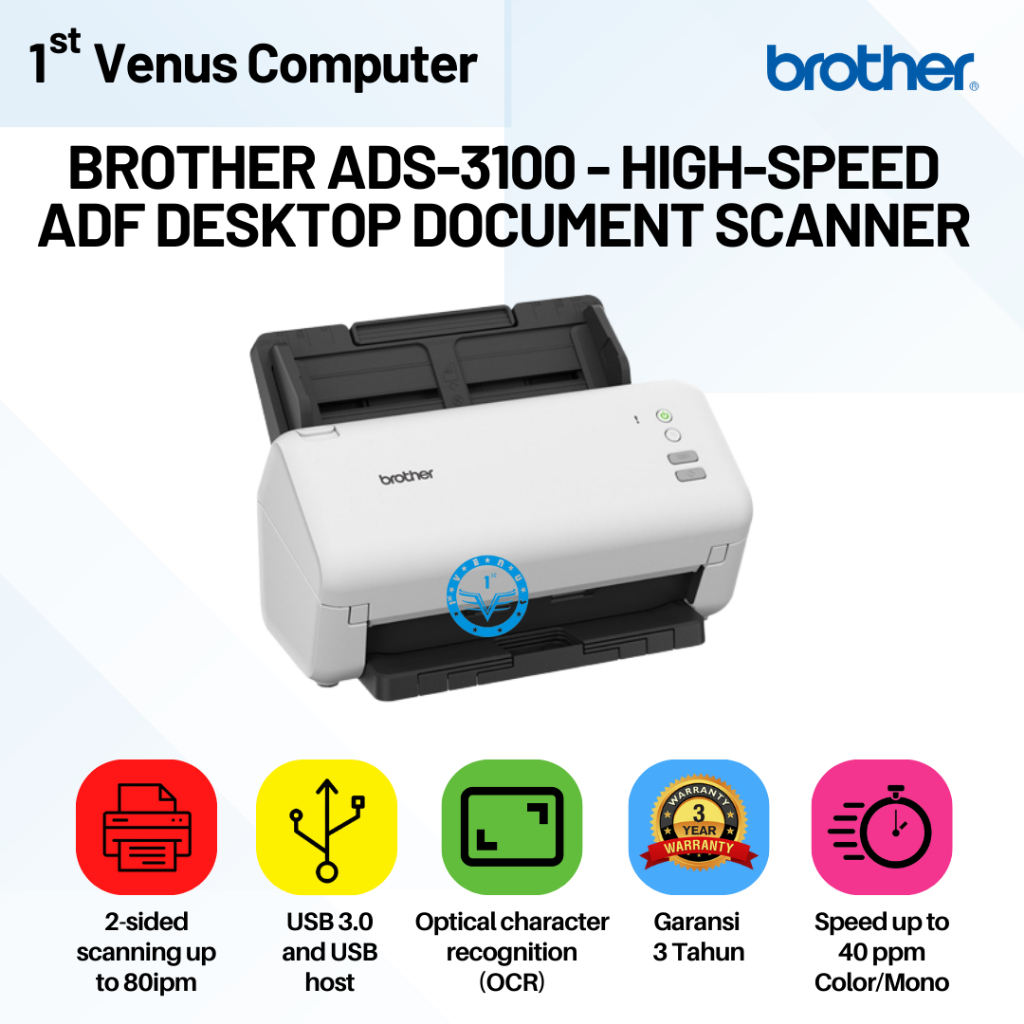 Jual Brother ADS3100 HighSpeed ADF Desktop Document Scanner / ADS
