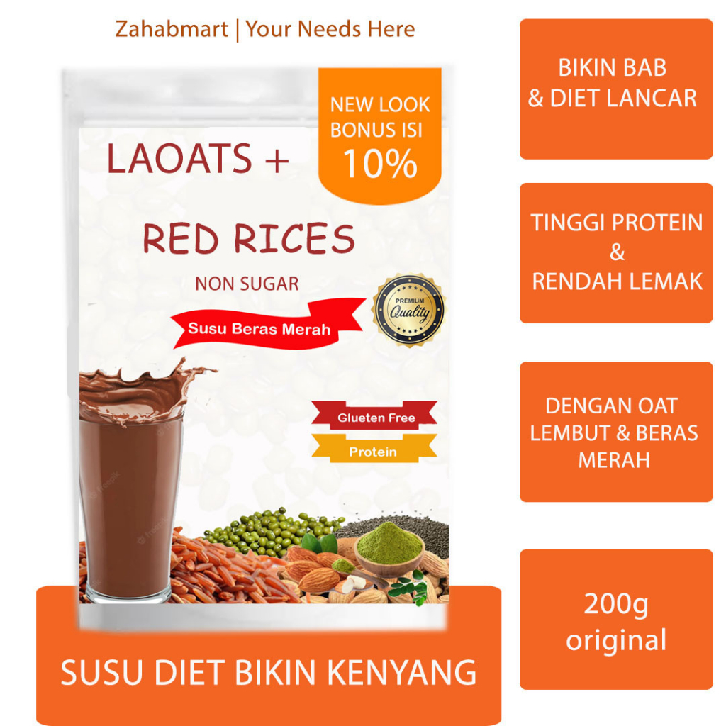 Jual Susu Beras Merah Laoats Non Sugar (200g) | Shopee Indonesia