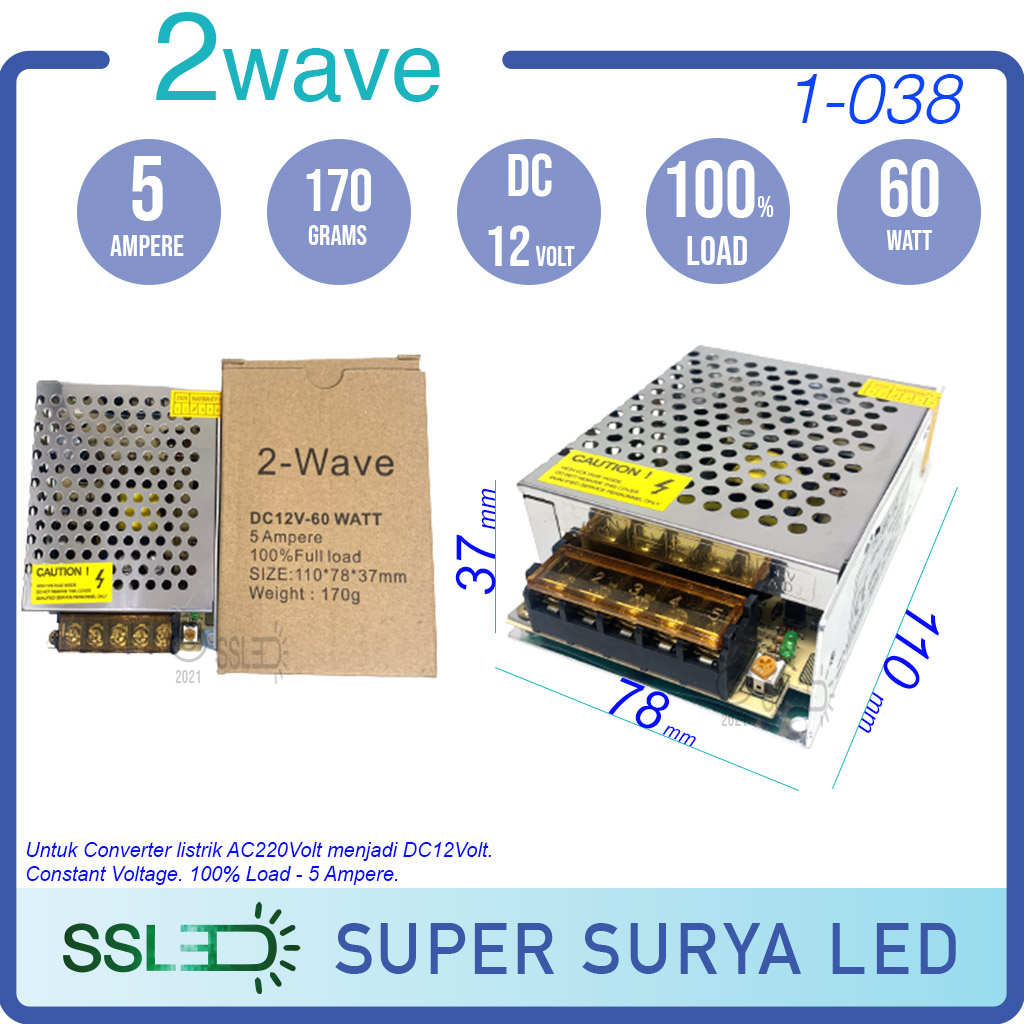 Jual Switching Mode Power Supply Trafo Adaptor Indoor DC12V 5A 60 Watt ...