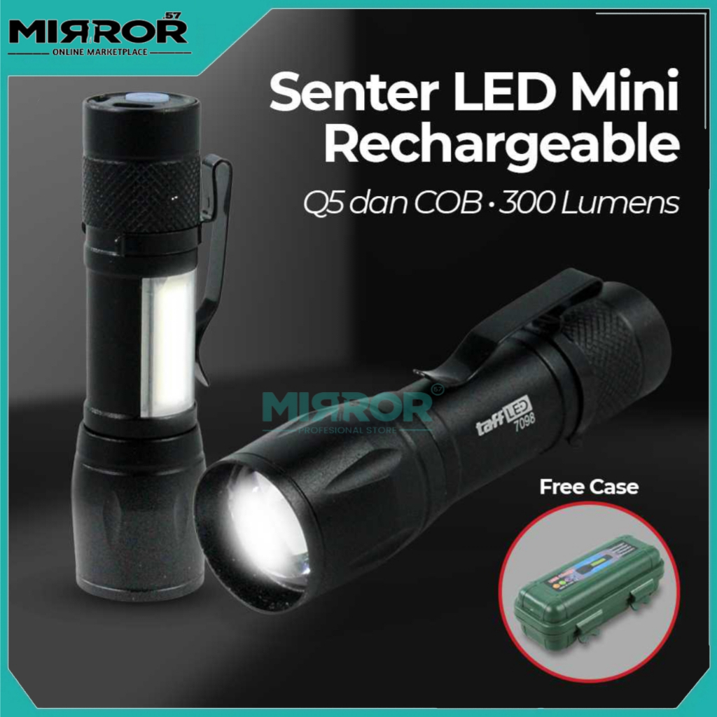 Jual Senter LED Mini Rechargeable Q5 dan COB 300 Lumens | Shopee Indonesia