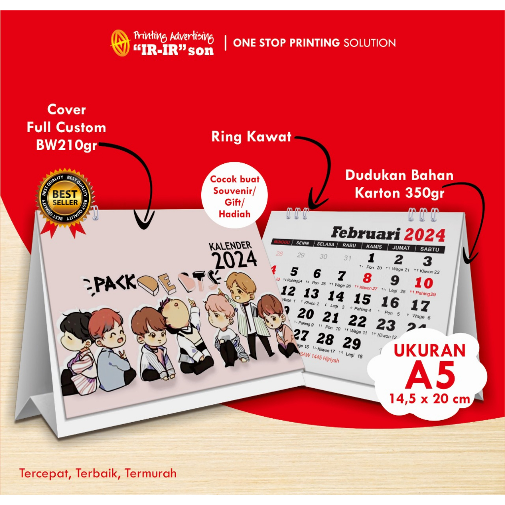 Jual Kalender 2024 A5 Kalender Kerja 2024 Kalender Meja 2024 Souvenir Kalender 2024 Custom 