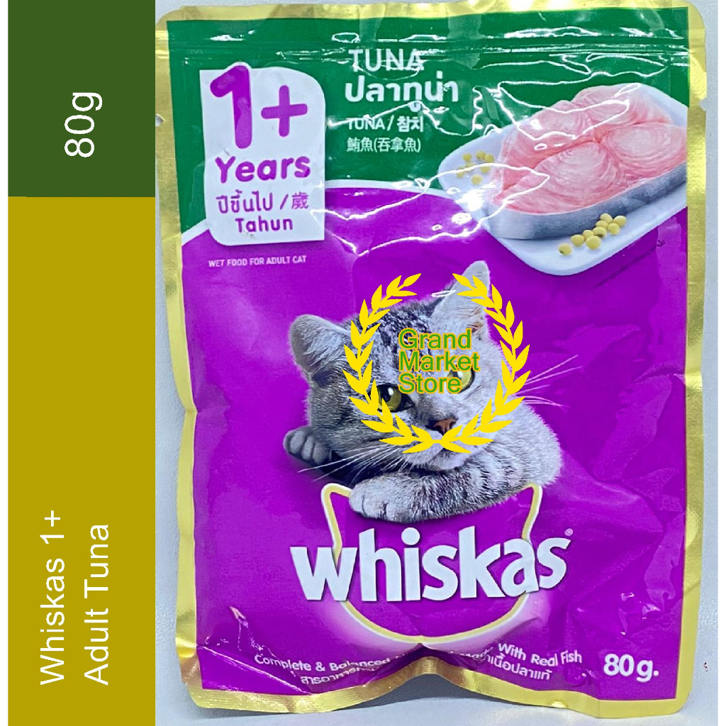 Jual Whiskas Sachet Tuna Adult 1+ 80 gr Makanan Kucing Basah Rasa Tuna