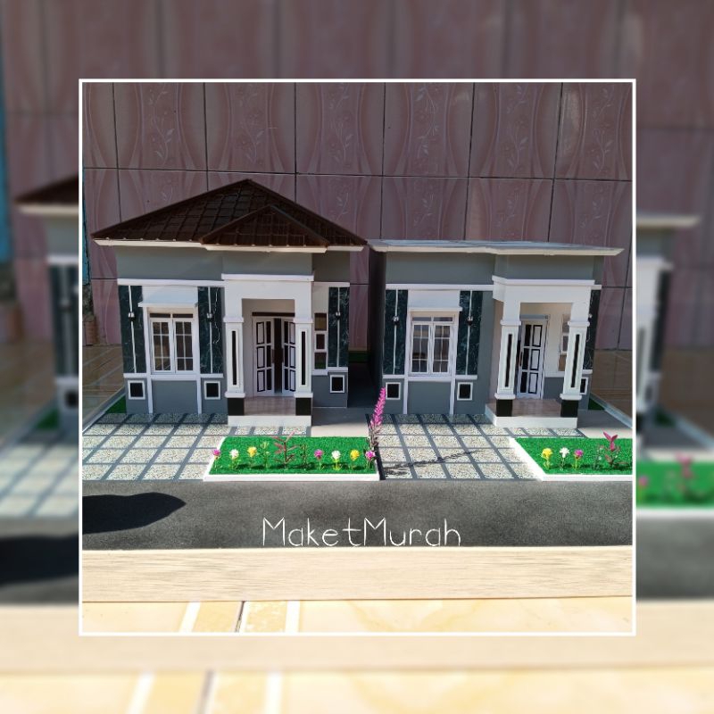 Jual Miniatur Rumah Minimalis Tipe 36 Couple skala 1:20 Tampak Luar Dan