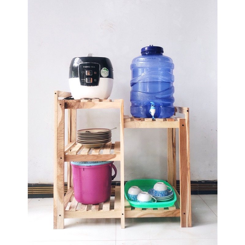 Jual rak galon meja dispenser dan magic com Rice Cooker susun 3 warna ...