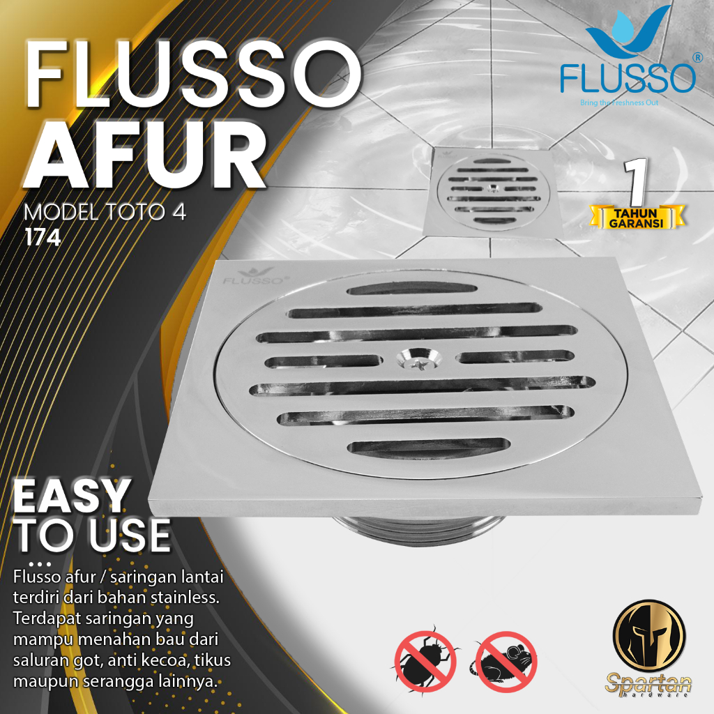 Jual Flusso Floor Drain Saringan Got Afur Lantai Kamar Mandi Anti Bau Stainless Inch