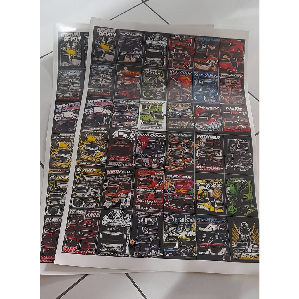 Jual STICKER BUS BASURI 1 LEMBAR 36 KOTAK STICKER VIRAL HARGA MURAH ...