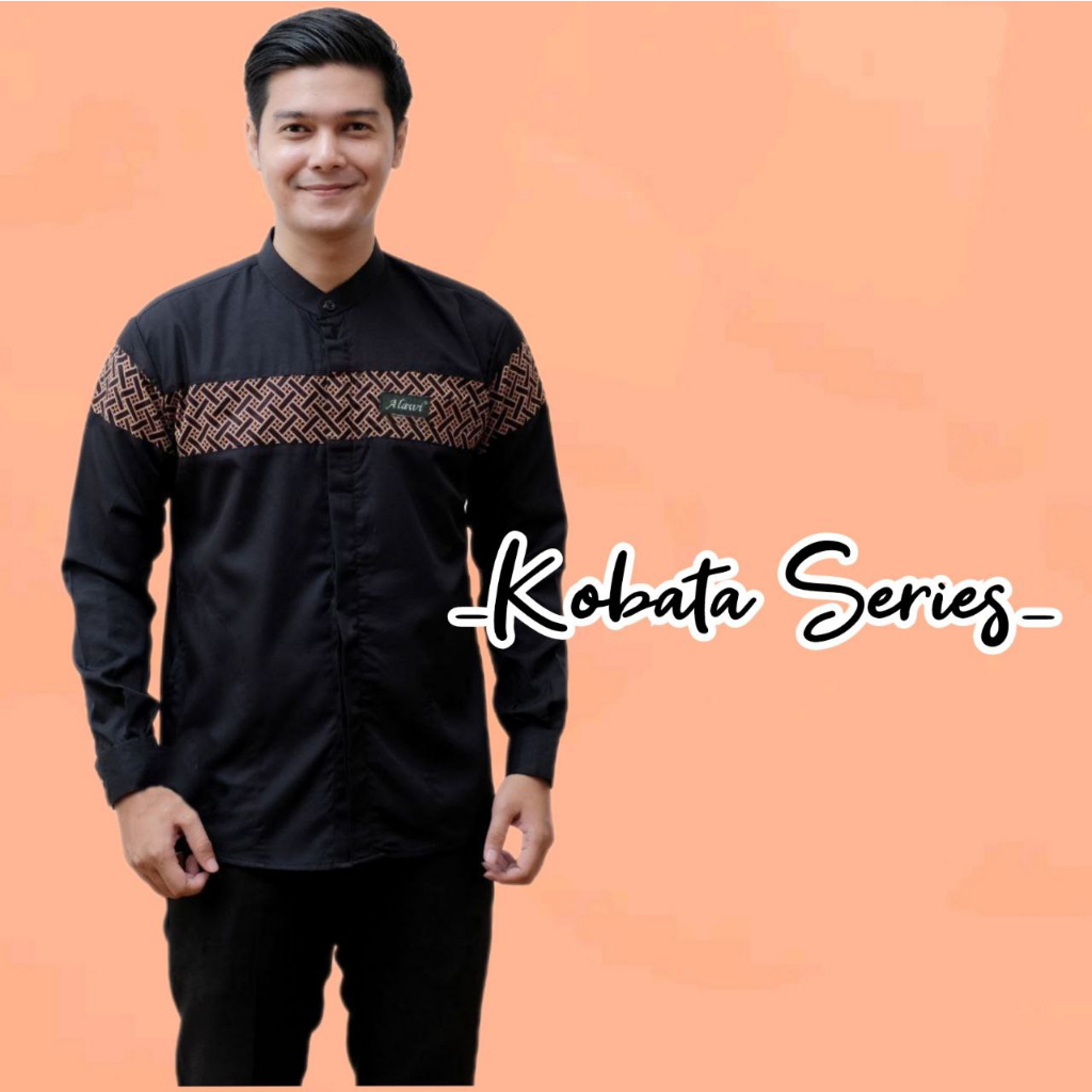 Jual Baju Koko Pria Kobata Series Lengan Panjang Kombinasi Batik Katun ...