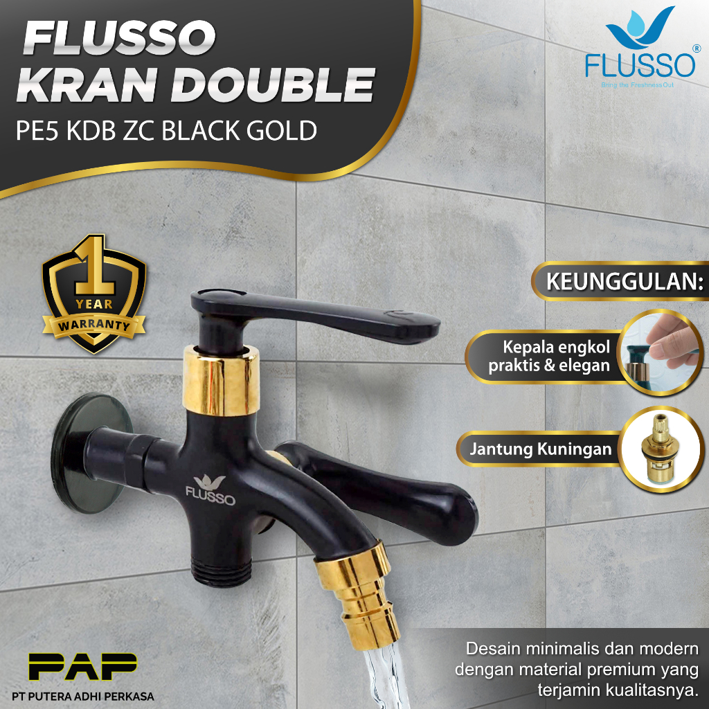 Jual Flusso Kran Cabang Shower Kran Double Engkol Black Gold Mimimalis Shopee Indonesia