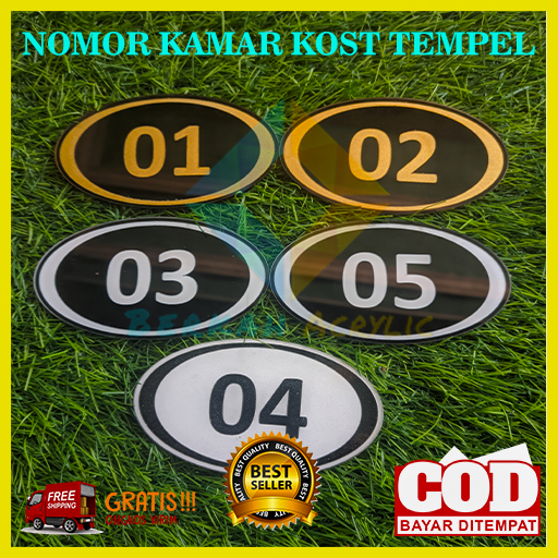 Jual Nomor Kamar Kos Oval Akrilik 2mm Nomor Kamar Kost Nomer Kamar