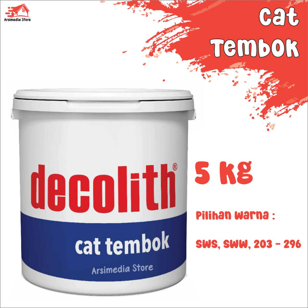 Jual Cat Tembok Decolith 5kg Warna SWS, SWW, 203 296 Shopee Indonesia