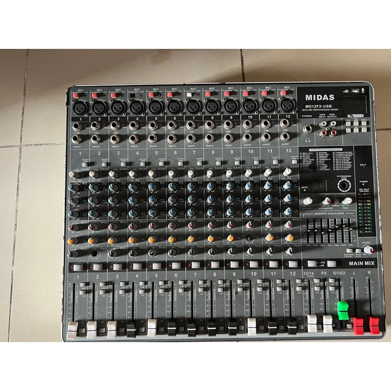 Jual mixer midas MD12FX / MD 12 Fx usb kondisi second bekas Shopee