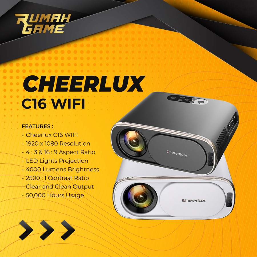 Jual Mini Proyektor CHEERLUX C16 Wifi Mirroring Projector 4000 Lumen ...