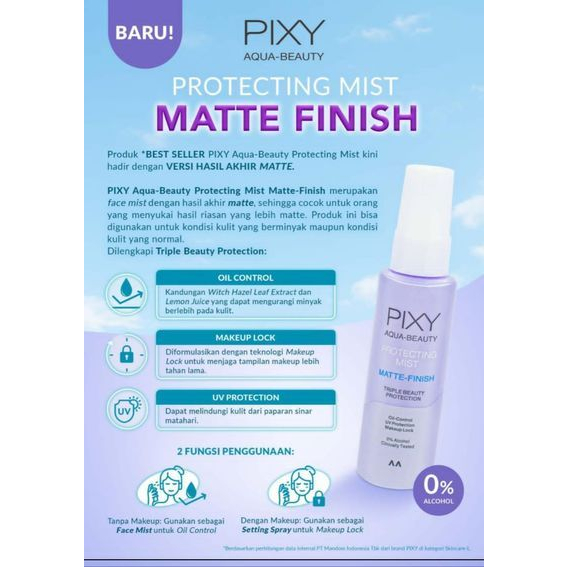 Jual Pixy Aqua Beauty Protecting Mist Matte Finish 60ml Shopee Indonesia