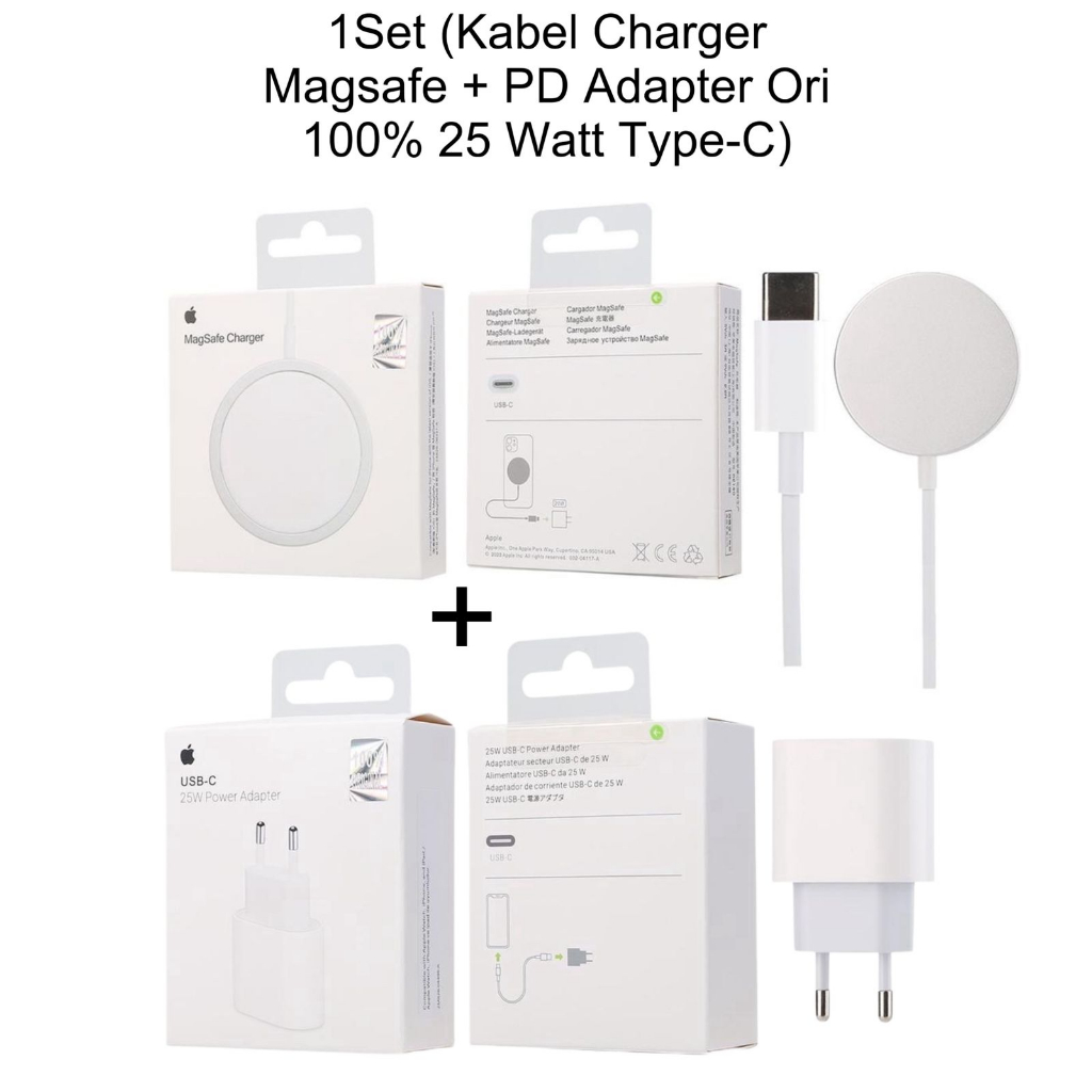JRCASE Kabel Magsafe Magnetic Wireless Charger Ori 100 USB C Travel Adapter  25 Watt Type-C Type C USB-C Kepala Batok Original 20 Watt 100% Usb Cable - Main Image