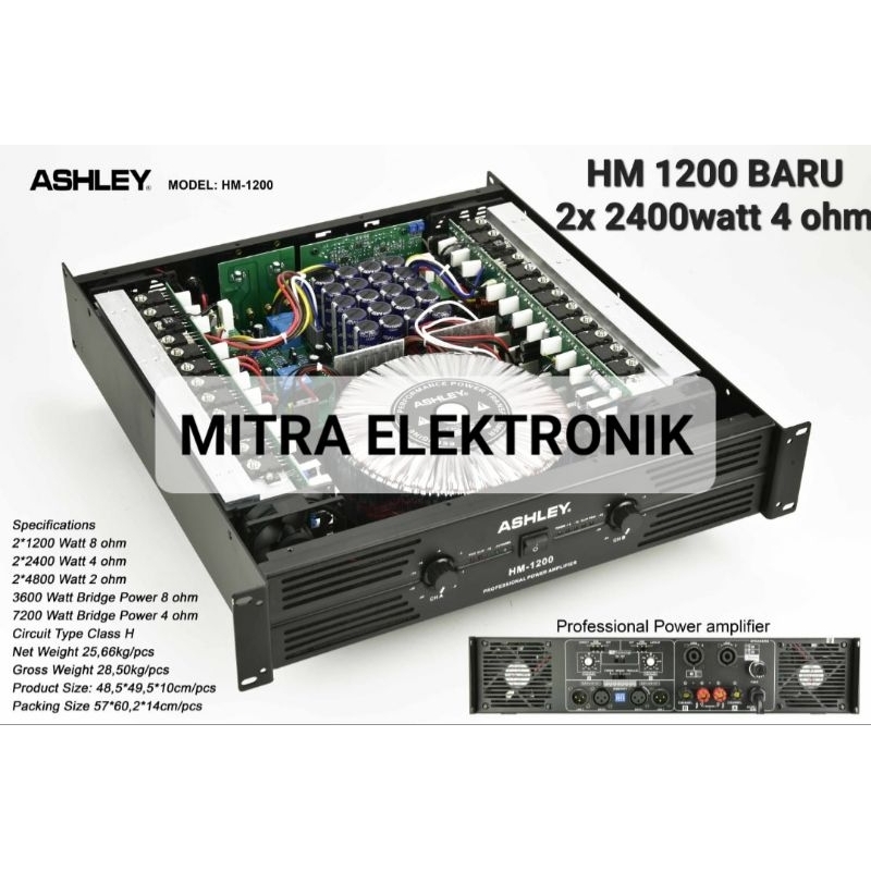 Jual POWER ASHLEY HM 1200 BARU 2X 2400WATT 4 Ohm Power Ashley Hm1200