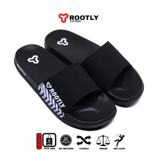 Rootly - Sandal Slide Pria Simple Trendy Black White
