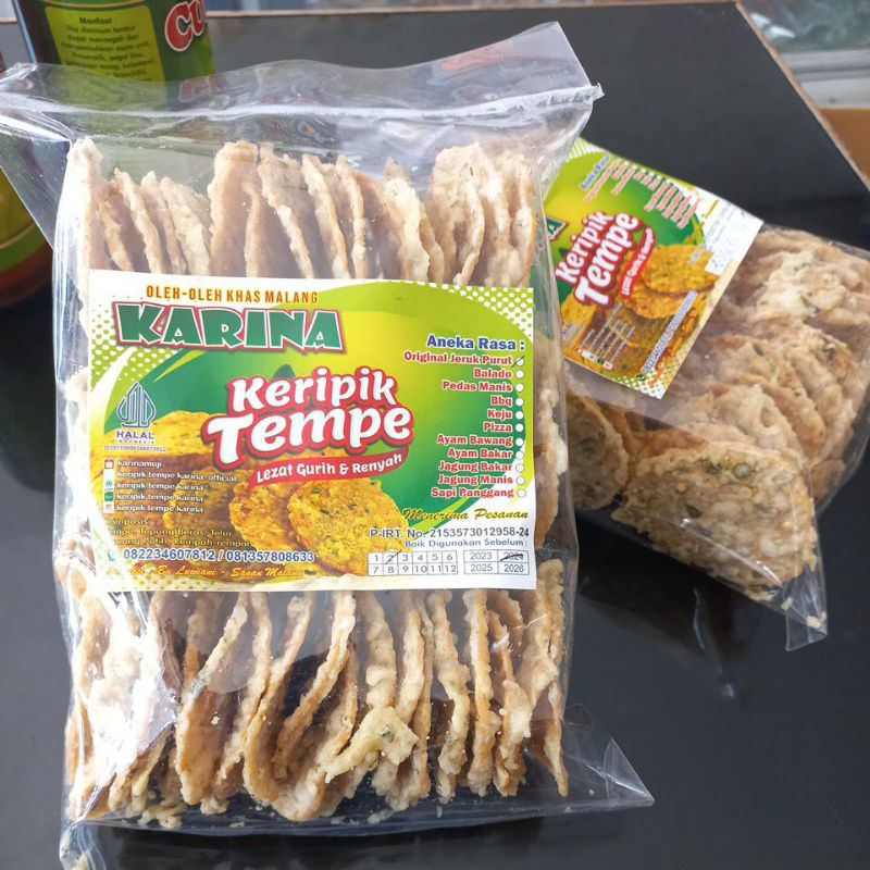 Jual Keripik Tempe Karina Rasa Daun Jeruk Kemasan Besar 300gram