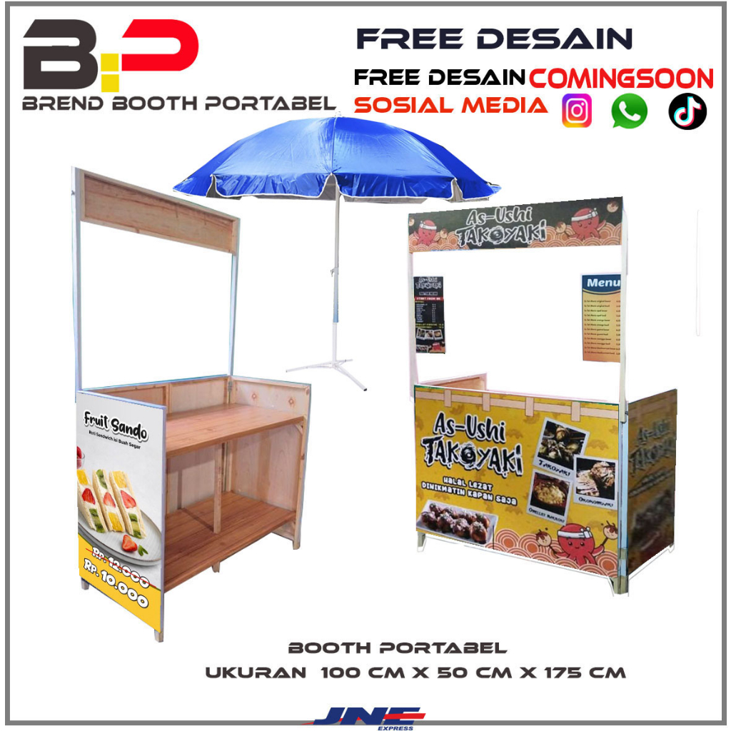 Jual Booth Lipat 100x50x175 Gerobak Lipat Ringan / Meja Jualan Portable