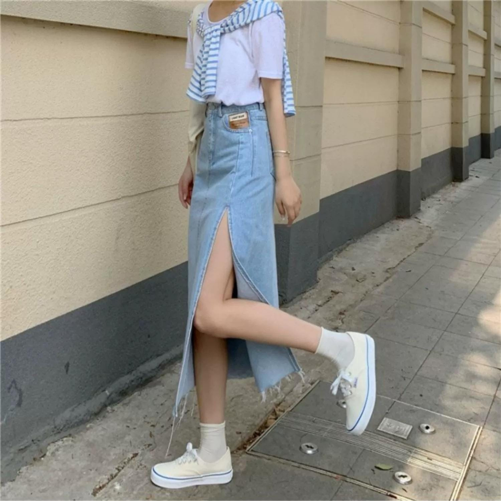 Jual HERCHOICE JM009 Rok Jeans Wanita | Korean Rok Maksi Wanita ...