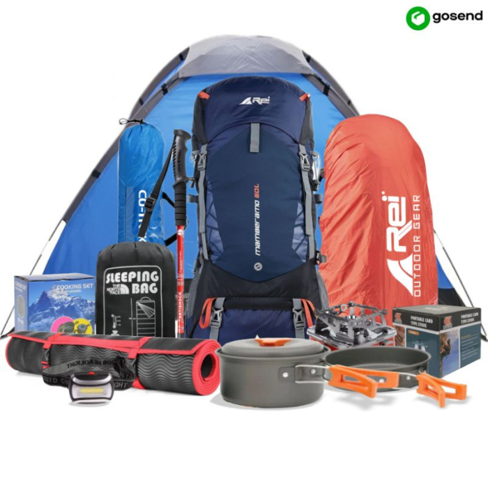 Jual paket camping carrier arei toba 60L paket solo hiking paket