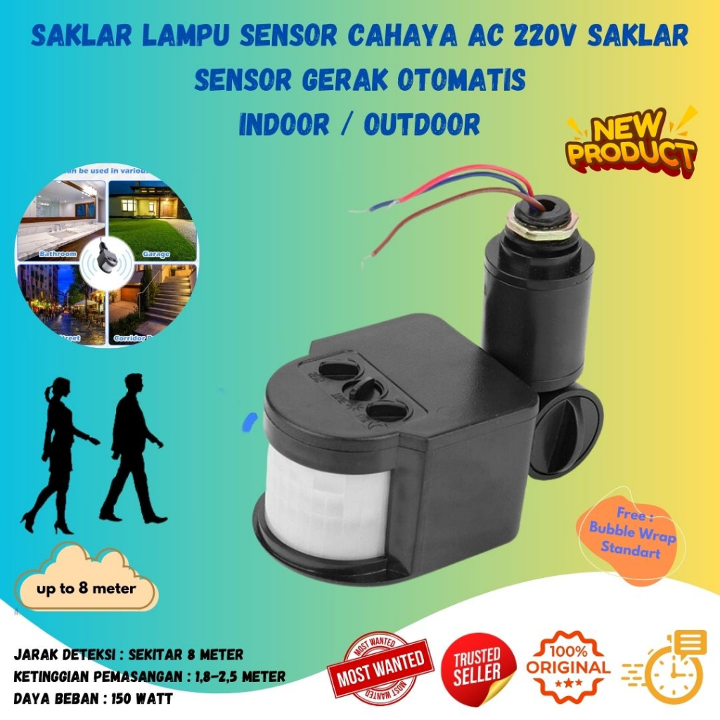 Jual Sensor Gerak PIR Motion Sensor Detector 220V Rotateable Mudah ...