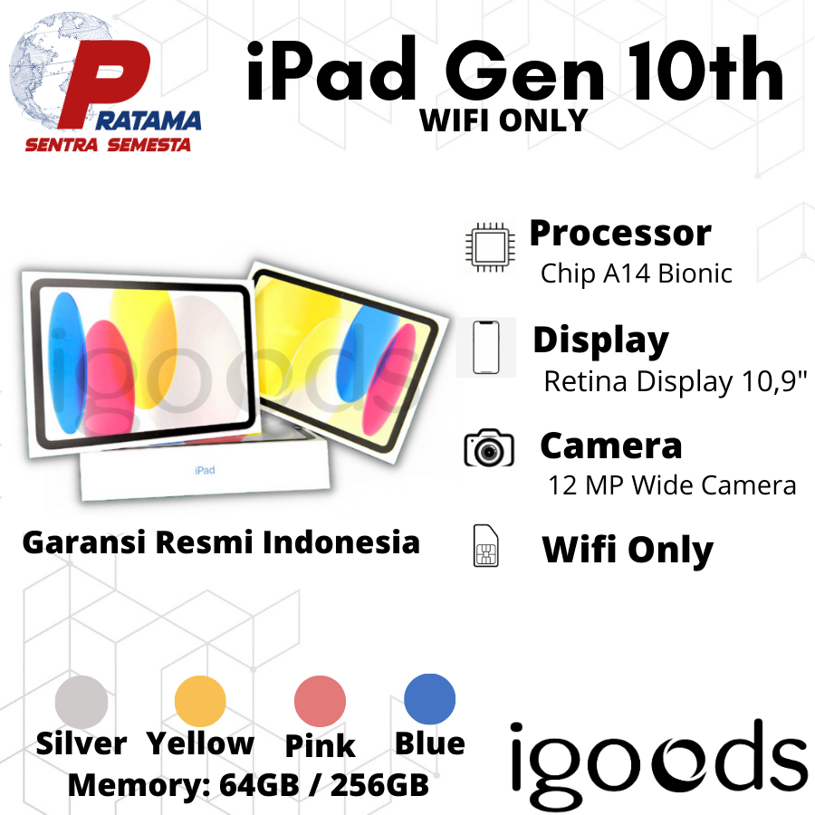 Jual Tab iPad 10th Generation WiFi Only 64GB-256GB Resmi | Shopee Indonesia
