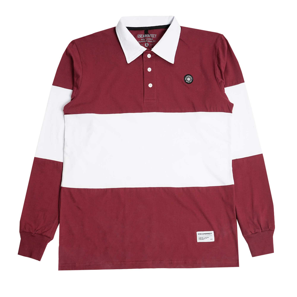 Jual Escaperfect Vintage Rugby Polo Shirt Thursday - Maroon White ...
