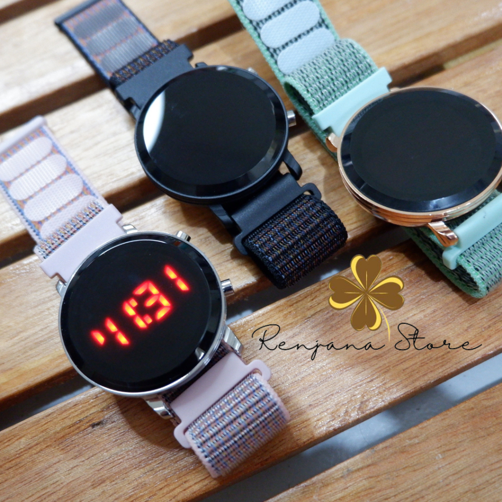 Jual Jam Tangan Pria Wanita Unisex Dewasa LED Watch Strap Kanvas Bulat