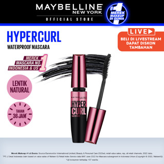 Maybelline Volum Express Hypercurl Waterproof Mascara - Maskara Eye Makeup Very Black 5 ml Smudgeproof Tahan 24 Jam