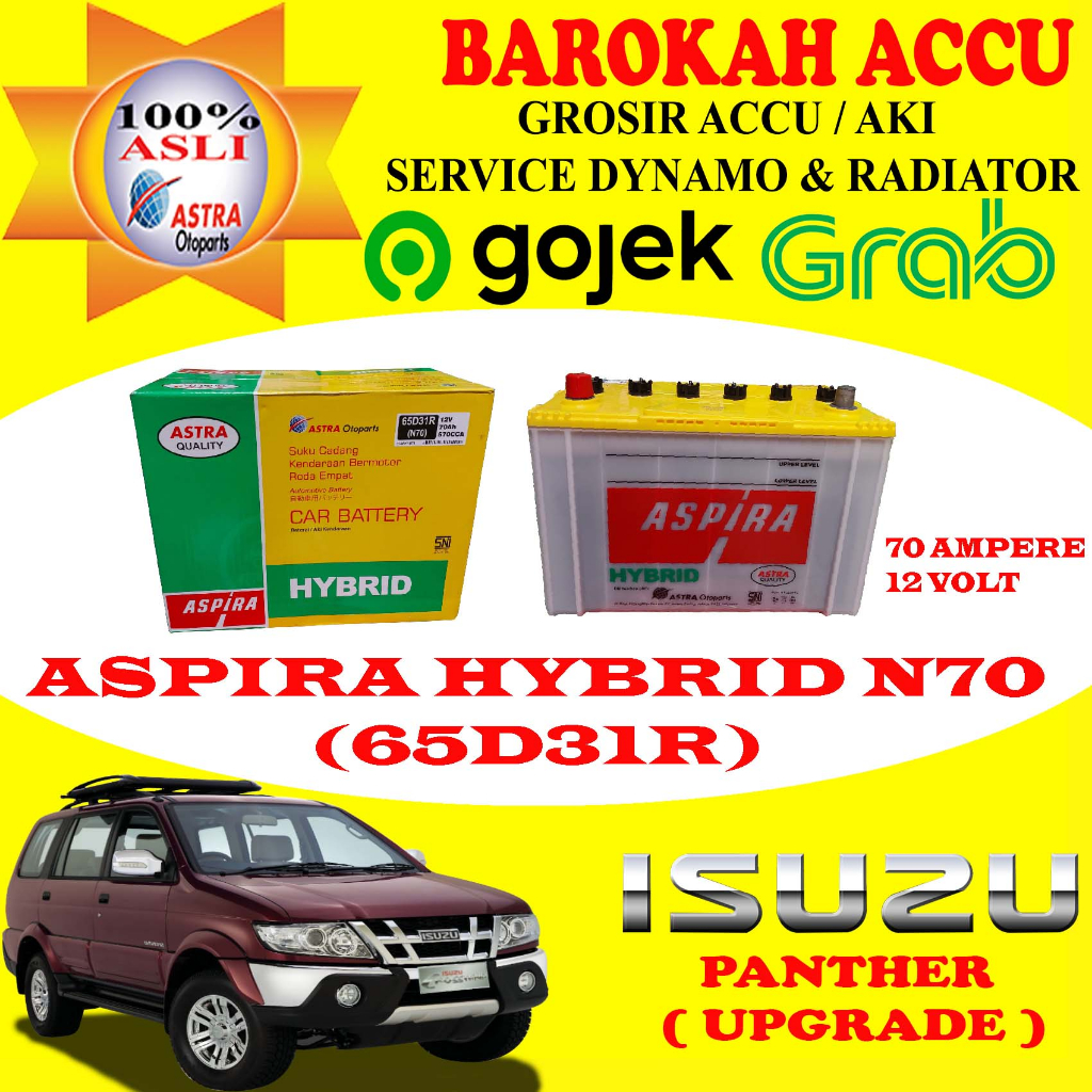 Jual AKI MOBIL ISUZU PANTHER ( UPGRADE ) ASPIRA HYBRID N70 / 65D31R