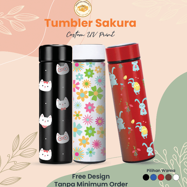 Jual Tumbler Custom 500ml Tumbler Termos Sakura Cetak Grafirlaseruv Print Custom Fotonama 8374