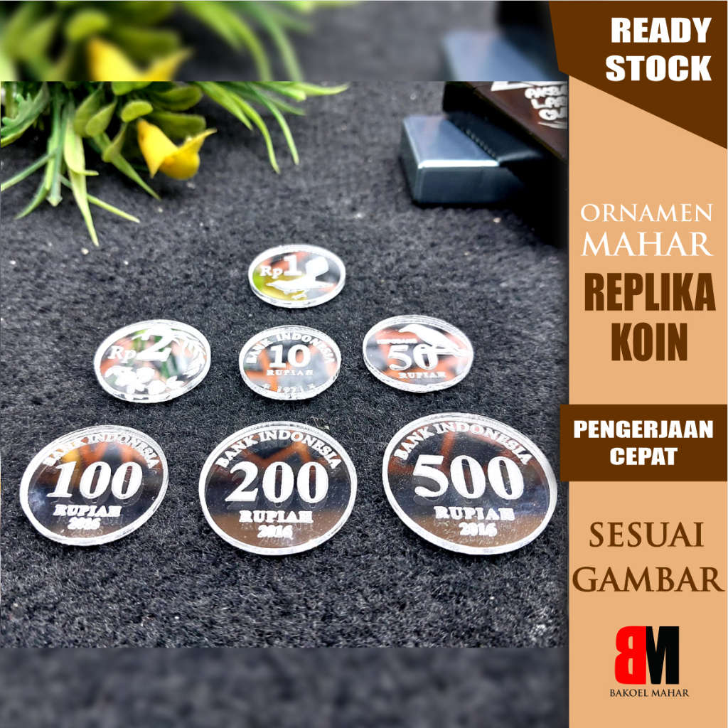 Jual ( ISI 5 KOIN ) REPLIKA UANG KOIN DEKORASI MAHAR AKRILIK SILVER ...