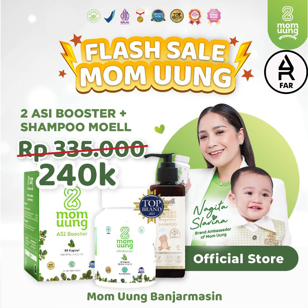 Jual Mom Uung Asi Booster Bundling Botol Isi Kapsul Free Shampoo