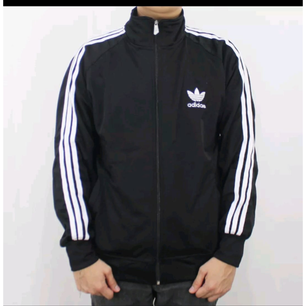 BISA COD Jaket Adidas tracktop putih UNISEX Pria Wanita Premium Bahan Tebal free paperbag
