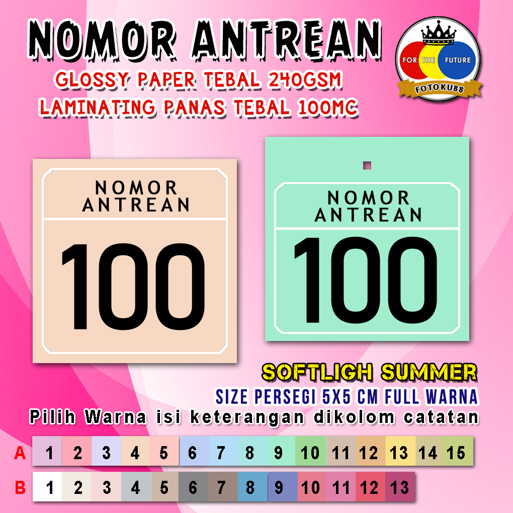 Jual Cetak Nomor Antrean Nomor Loker Nomor Urut Antrian Size 5x5 Cm Bahan Glossy Paper 1604