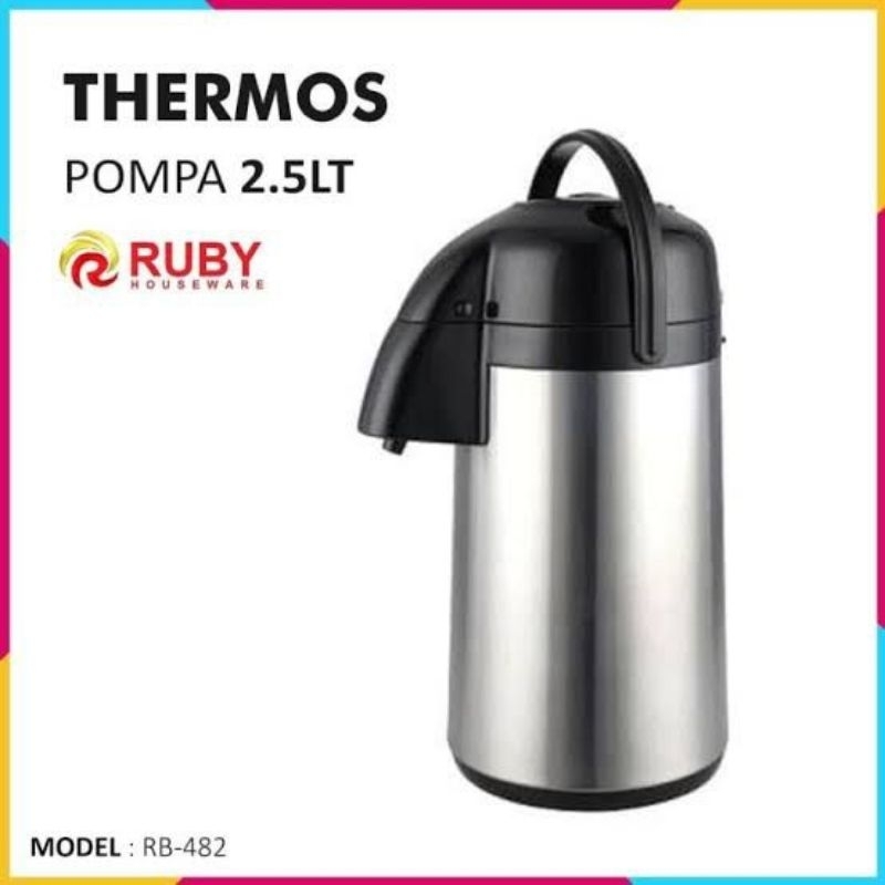 Jual Ruby Vacuum Flask Hot Cold 2,5L RB-482 Termos Stainless | Shopee ...