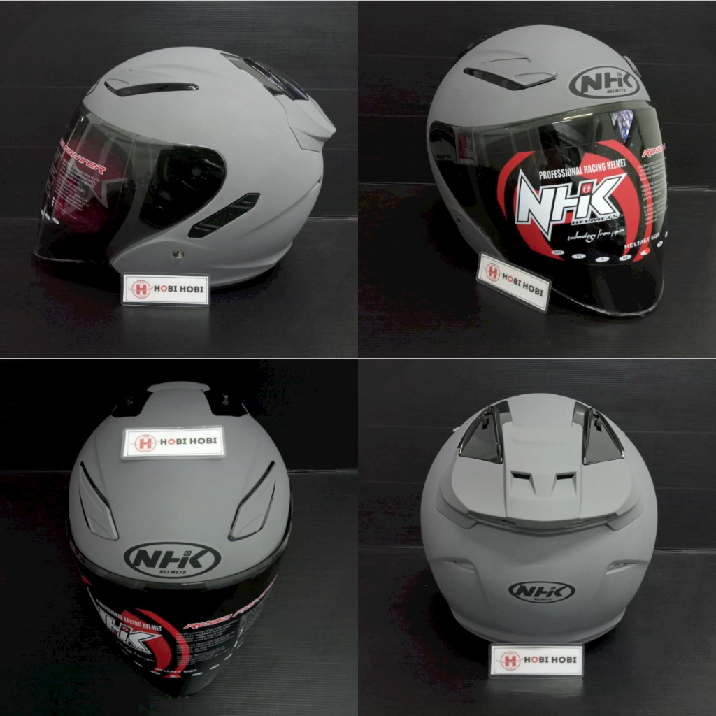 Jual NHK R1 SOLID SINGLE VISOR BLACK GLOSSY HELM OPEN FACE VISOR LIGHT ...