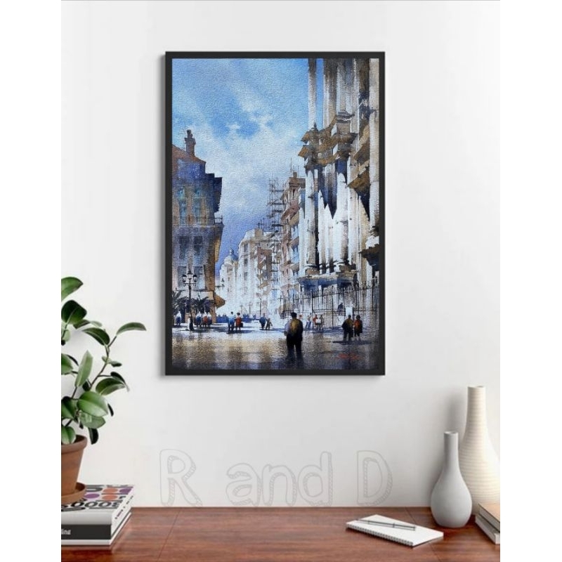 Jual Lukisan Abstract ukuran 47x31, hiasan dinding aesthetic, dekorasi