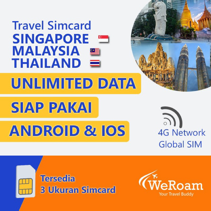 Jual WeRoam Travel Sim Card Singapore Malaysia Thailand Unlimited Data Shopee Indonesia