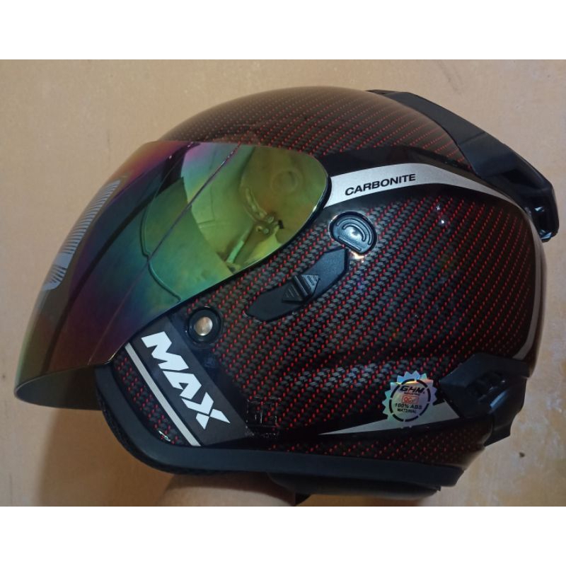 Jual Helm Dewasa Half Face, Max Carbonite ,sni,Bahan Abs asli Shopee