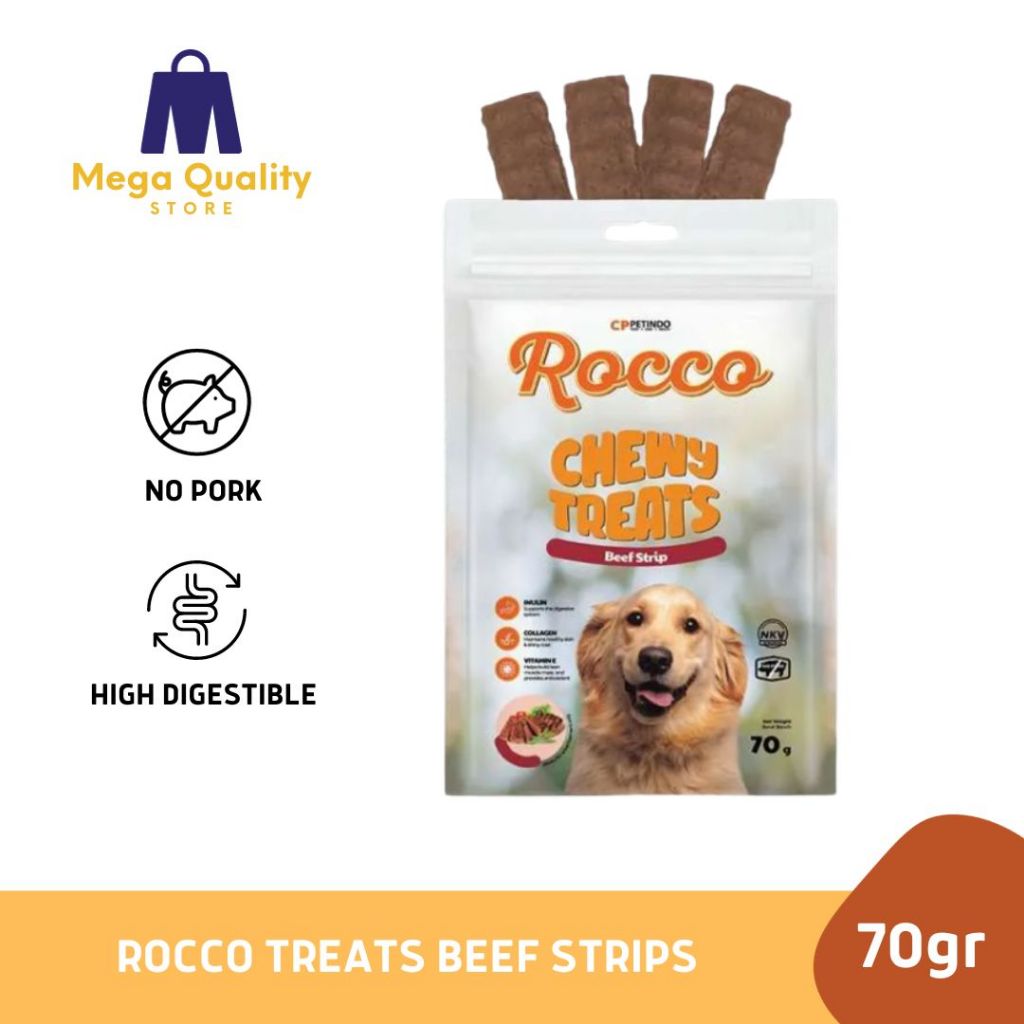 Jual Rocco Chewy Treats Dog Snack Beef Strips 70gr | Shopee Indonesia